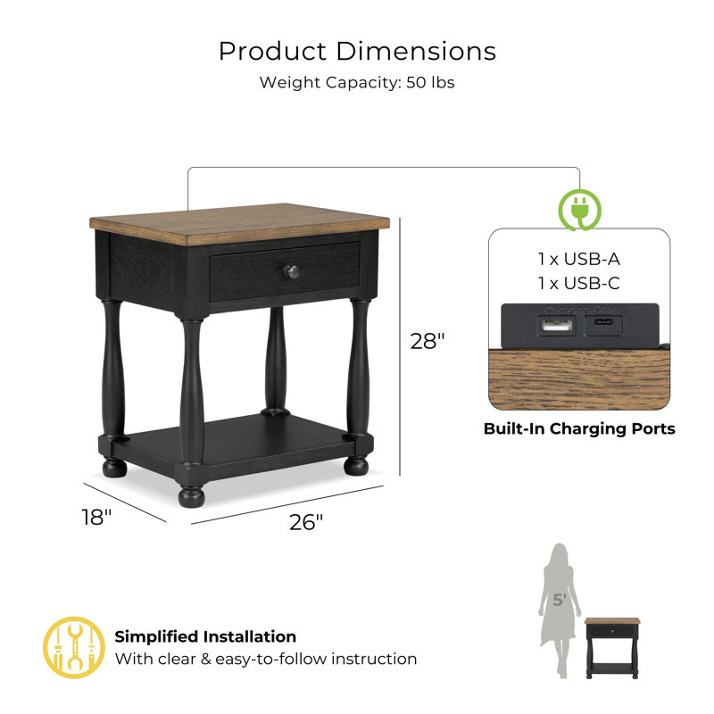 Alfons 1-Drawer Nightstand (Set Of 2)