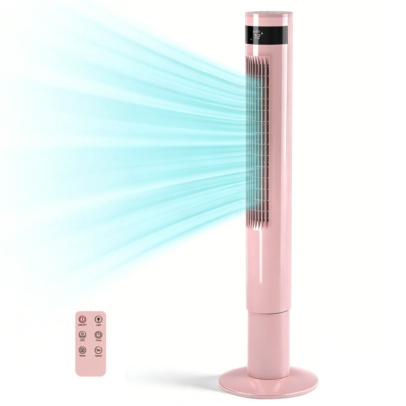 Electactic 43" Tower Fan With 85° Oscillation, Remote Control, 3 Modes & 12h Timer, Pink