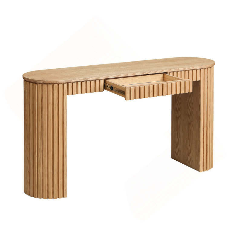 Console moderne 59,05 po avec tiroir pour le hall d'entrée avec un design à rayures verticales unique pour le vestibule du vestibule de salon, naturel