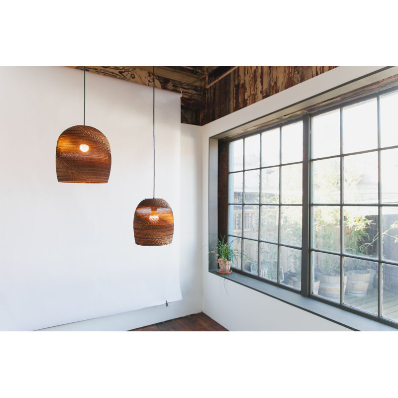 Scraplight Recycled Cardboard Pendant Light - Bell, Brown, 11" H x 10.5" W x 10.5" D