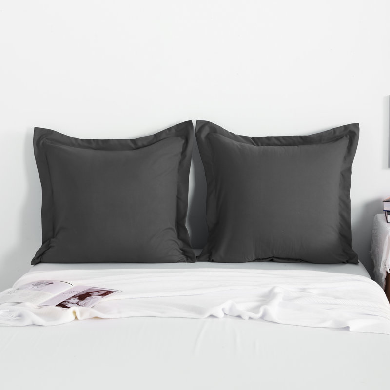 Bed Pillow Shams, 1800 Brushed Microfiber Oxford Pillowcases - NTBAY, Dark Gray