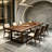 Tan Rectangular Solid Wood Dining Table-1322155853