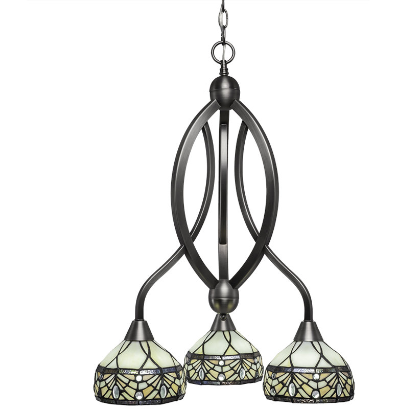 Lustre 3 lumières à abat-jour Eisenhauer, Nickel brossé
