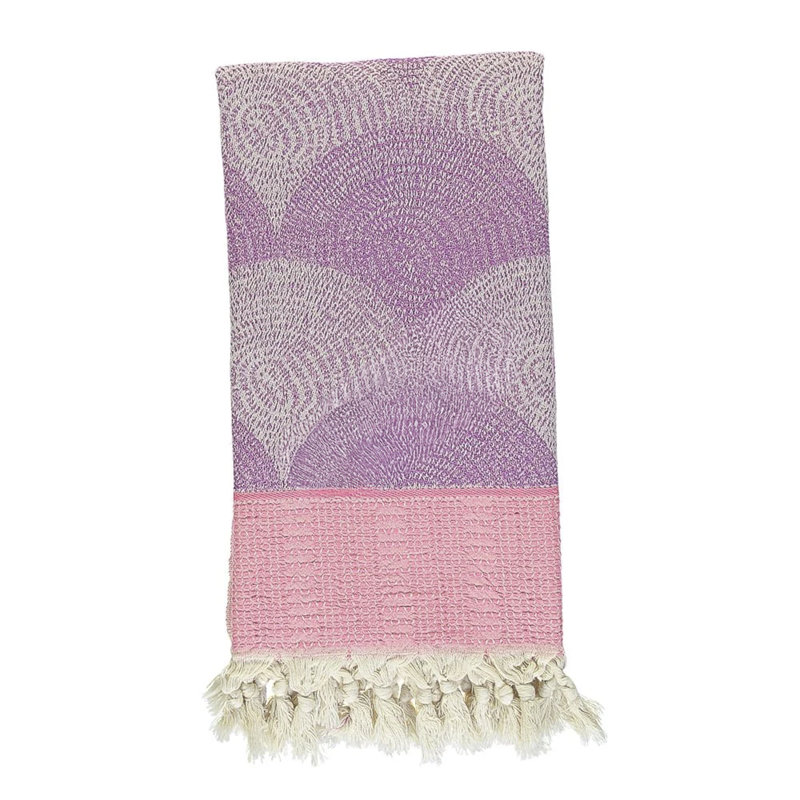 Serviette de coton turque mauve à rayures, Mauve