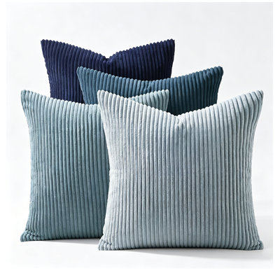 Housses de coussin décoratives en velours bohème 18 x 18 pouces, ensemble de 4 (bleu)