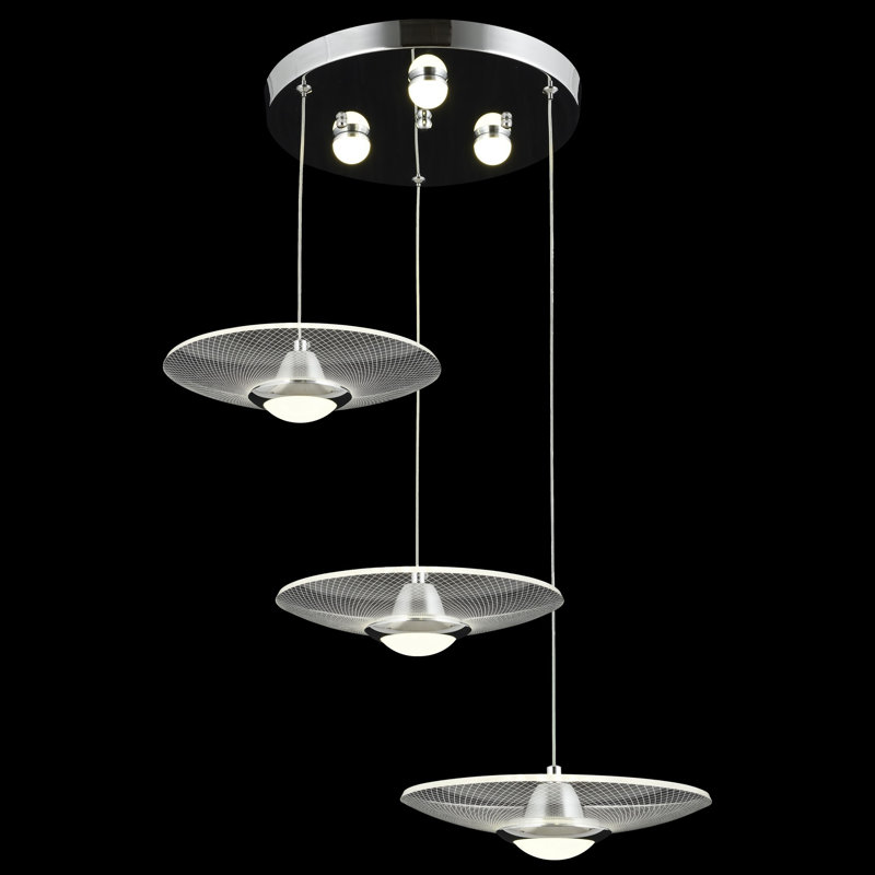 Luminaire suspendu géométrique à 3 lumières DEL