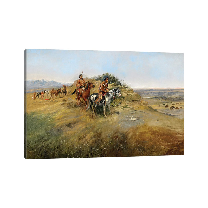 Buffalo Hunt, 1891 by Charles Marion Russell - Wrapped Canvas Painting, 20.32 cm H x 30.48 cm W