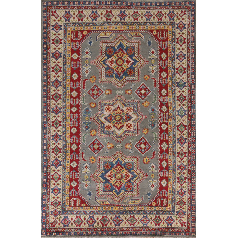 Geometric Wool Kazak Oriental Area Rug 7x10
