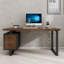 Bureau de direction rectangulaire en bois massif noyer avec tiroirs-185853970