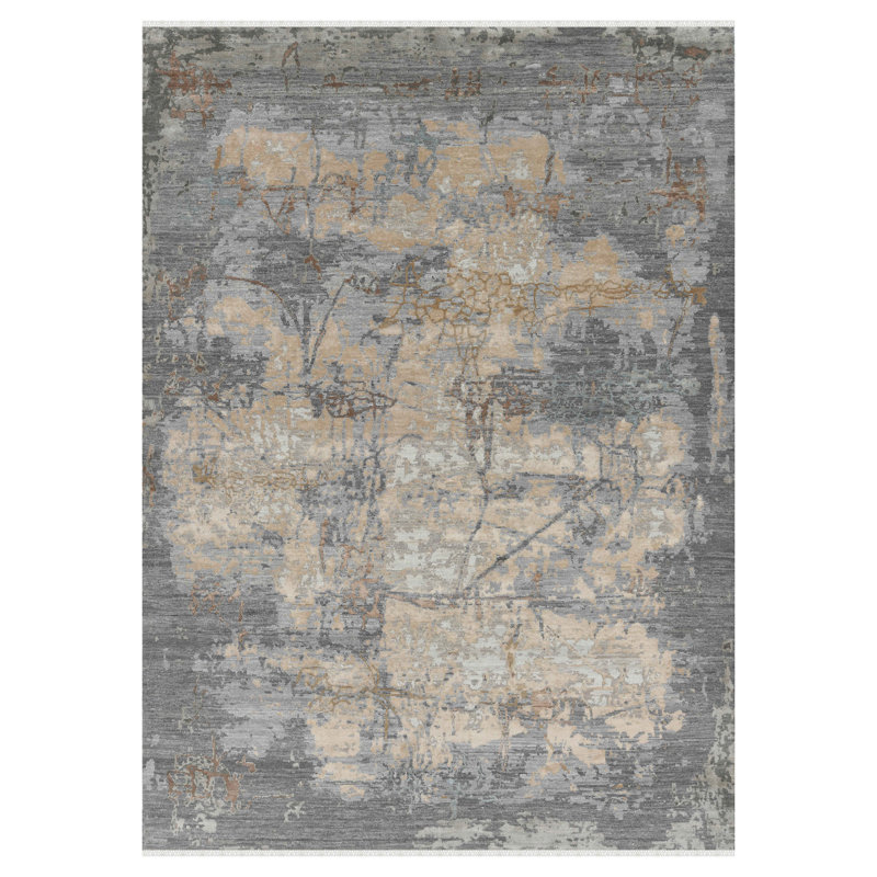 Tapis platine moderne noué à la main Niemeyer, Rectangulaire 8 pi x 10 pi
