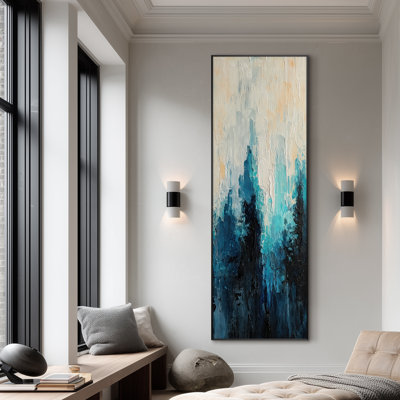Très grand art mural encadré, impression abstraite neutre moderne pour décoration intérieure contemporaine (assemblage requis)