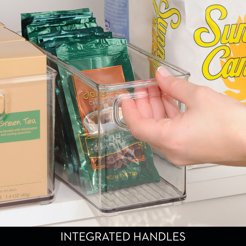 iDesign 4-Piece Recycled Plastic Small Stackable Kitchen Organizer Bin 10", Clear