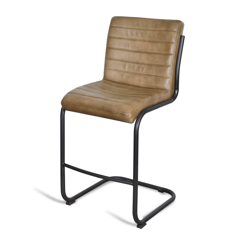 Almeeta Upholstered Counter Stool with Metal Frame, Tan