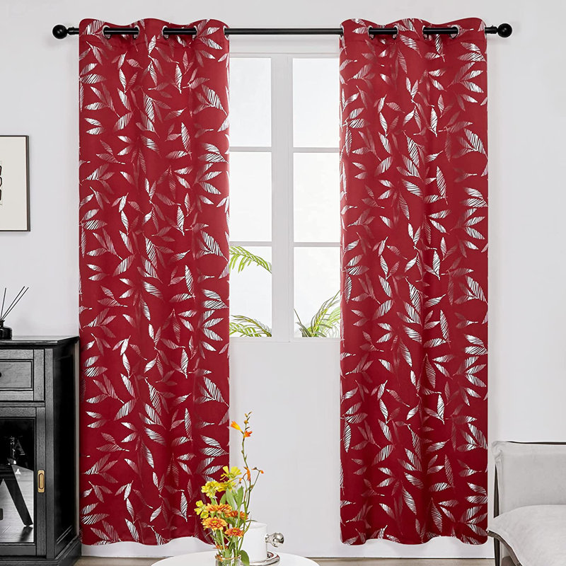 Polyester Room Darkening Curtain Pair, Red, 52" W x 95" L