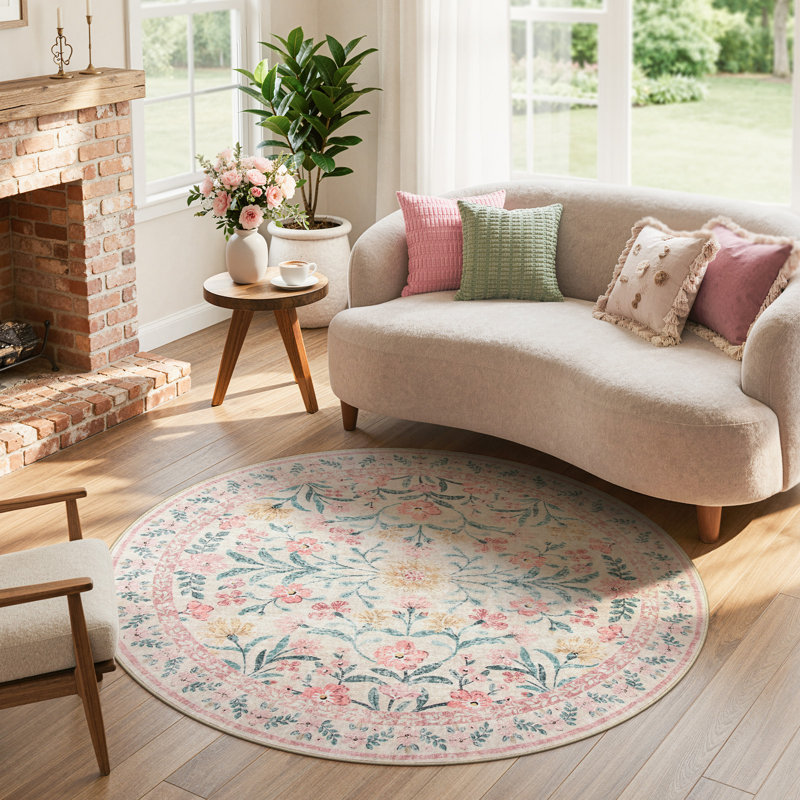 Kaldi Kaldi Oriental Botanical Floral Machine Washable Area Rug with Non-Slip Backing for Living Room, Dining Room, Bedroom