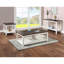 Table basse ultramoderne rectangulaire avec base contemporaine en bois brun et blanc