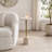 Accent Table Travertine Stone Iron Modern for Living Room Bedroom Office - 22" Ivory & Tan-1219376024