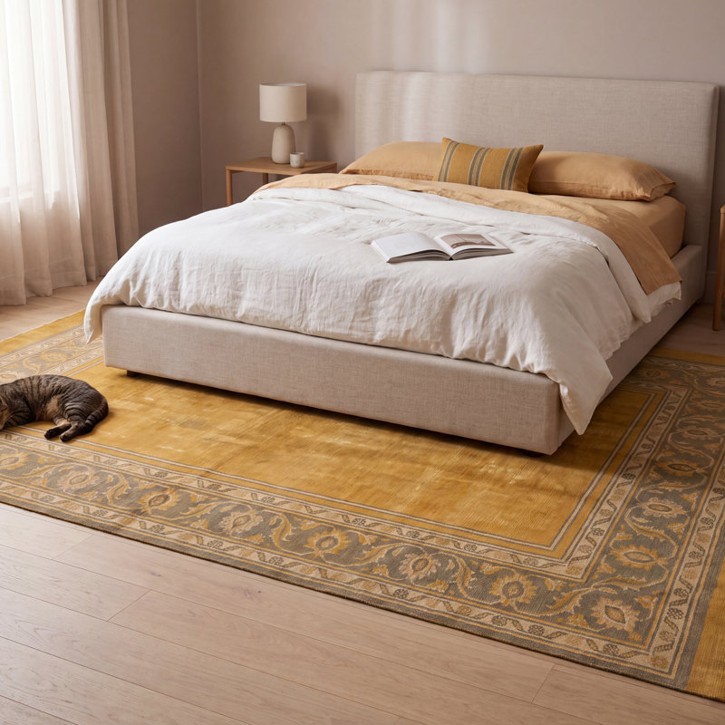 Tapis Sienna2 moderne minimaliste à bordure géométrique or, vert et gris, lavable à la machine, antidérapant, à poils courts, pour l'intérieur et l'extérieur, adapté aux animaux domestiques, idéal pour le salon, la chambre, la salle à manger, l'entrée, le corridor ou le bureau.