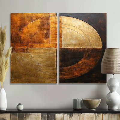 Bronze Brilliance Symetry - Abstract Shapes Wall Art