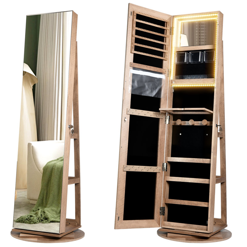 21.6'' Wide Freestanding Jewelry Armoire, Brown
