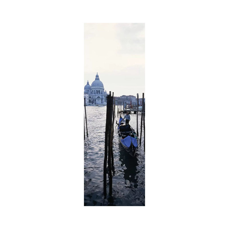 Gondolier in a Gondola with a Cathedral in the Background, Santa Maria Della Salute 1 Piece Wrapped Canvas Panoramic Wall Art