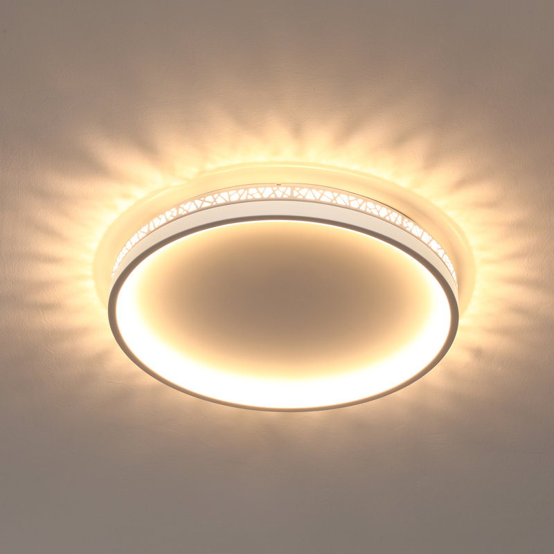 Deontee Modern Dimmable LED Flush Mount Ceiling Light with Remote Control, 2.22" H x 15.7" W x 15.7" D, White