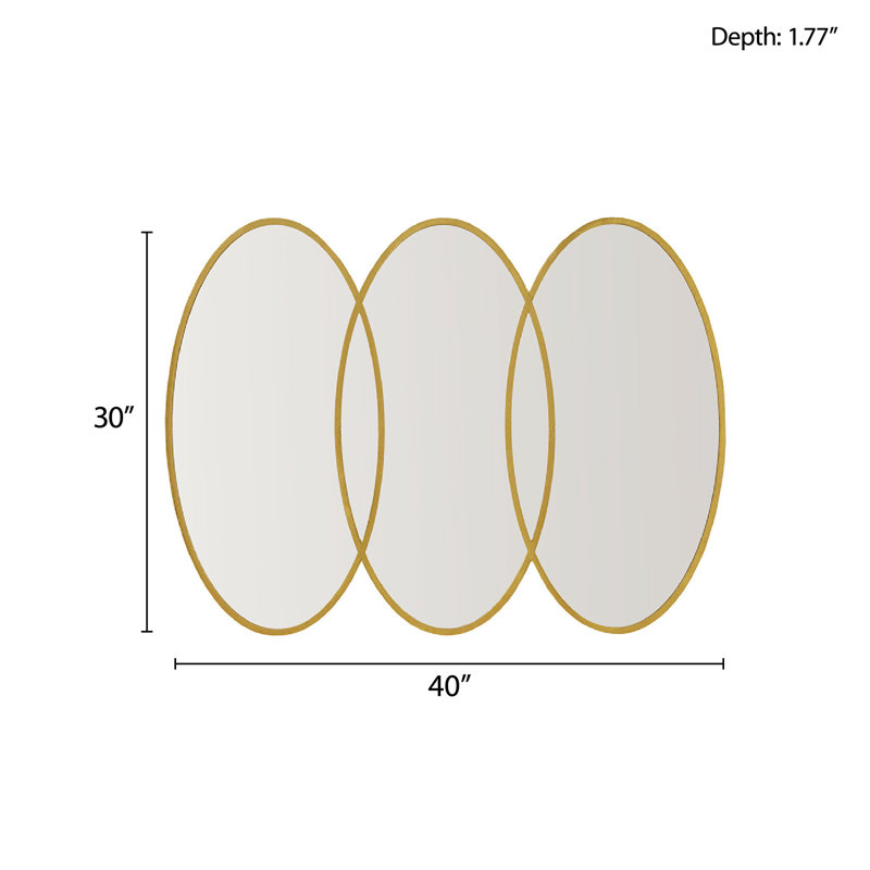 Eclipse Trio Overlapping Oval Gold Wall Mirror