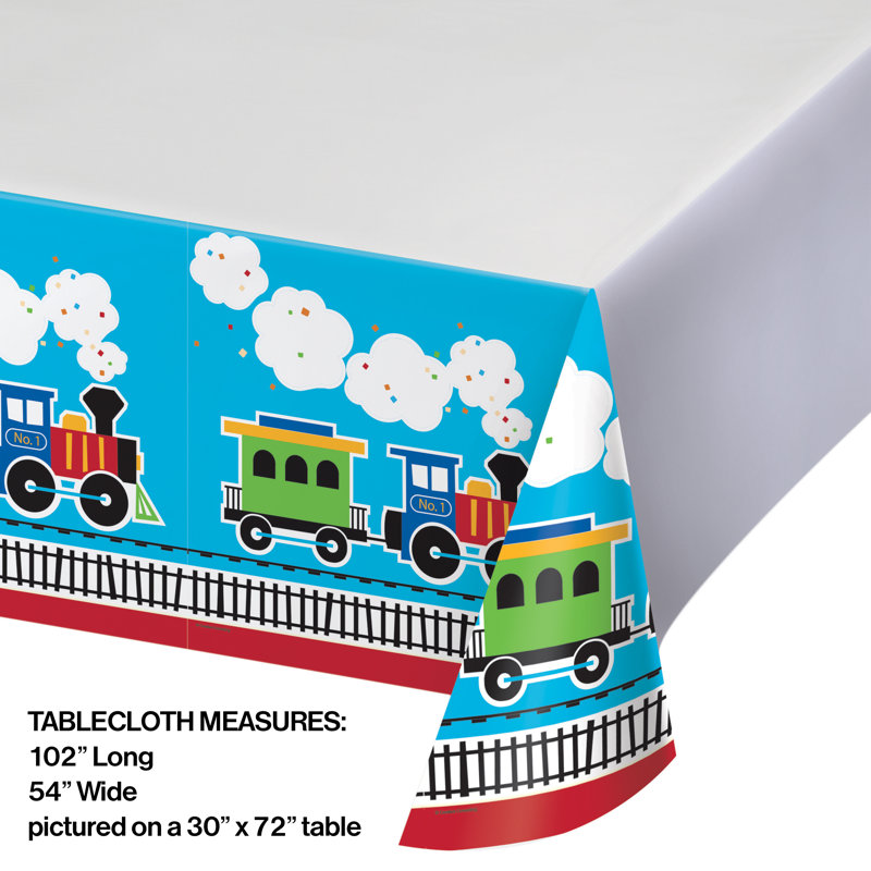 Creative Converting All Aboard Train Plastic Tablecloths, 3 ct