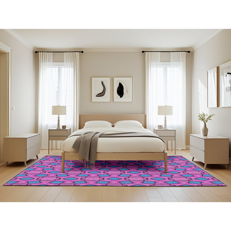 Tapis mauve / bleu Power Loom, Rectangle 5 pi x 8 pi
