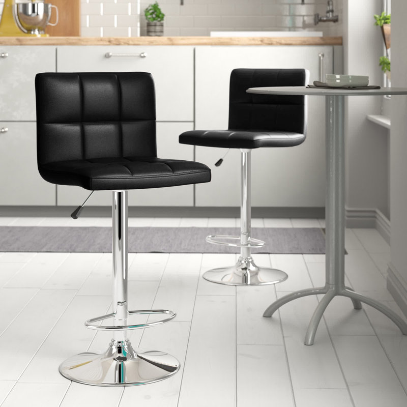 Keithrick Swivel Upholstered Adjustable Height Counter Stool, Black