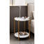 Table d'appoint moderne à 2 niveaux avec plateau en faux marbre et structure en métal doré, table de bout peu encombrante pour le salon, la chambre à coucher ou le bureau