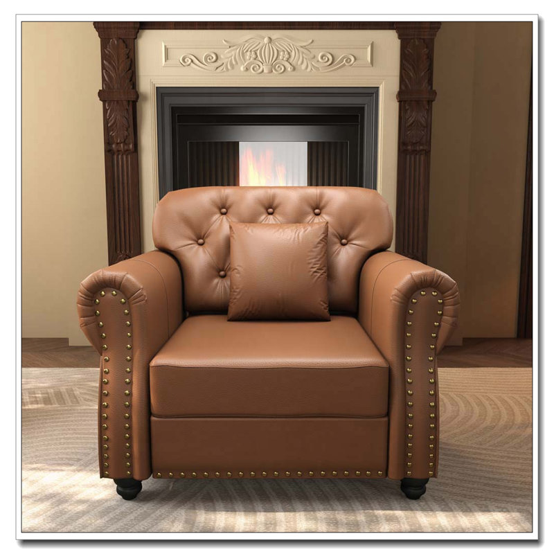 Chaise rembourrée 41,3 po, Brun, Ne s’applique pas