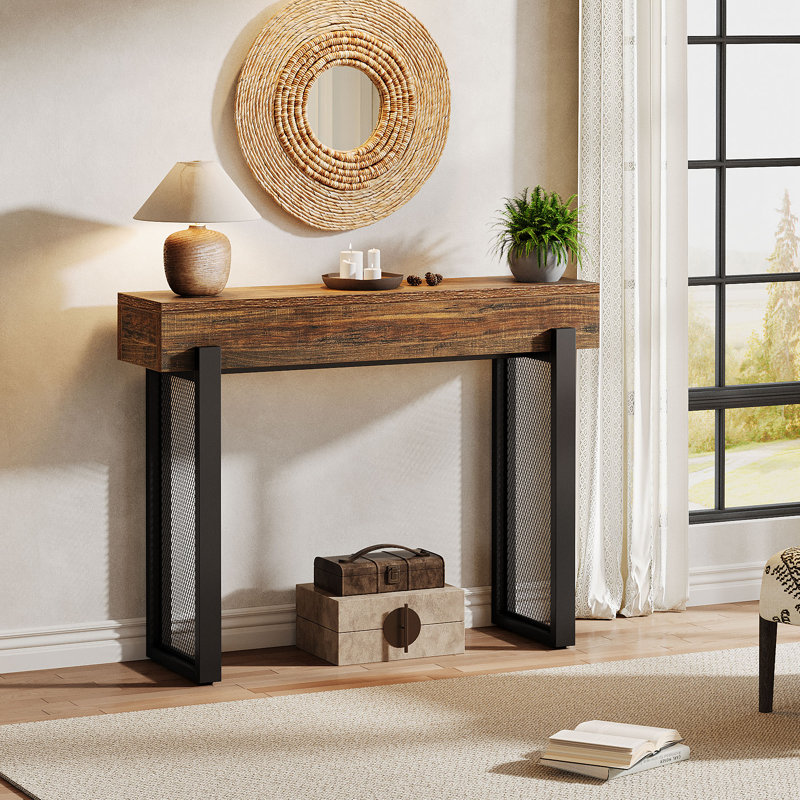 41" Wood Console Table with Lift Top Hidden Storage, Entryway Table with Metal Frame for Living Room