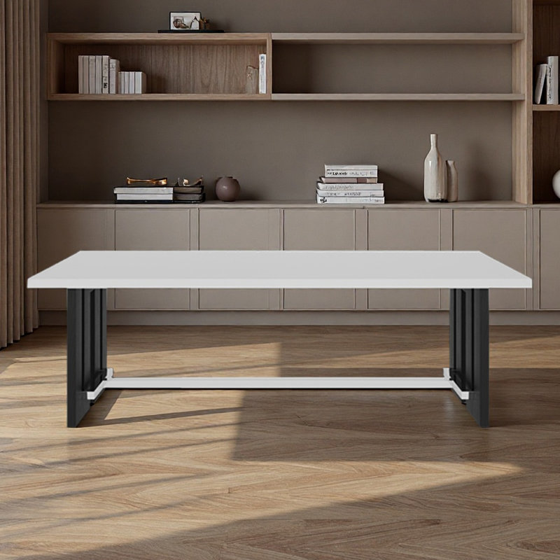 Long desk simple and integrated table white, 29.53" H x 70.87" W x 23.62" D