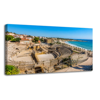 Canvas Wall Art roman amphitheater Tarragona Catalunya Spain Wall Decor for Living Room Bathroom Bedroom Office 20"H x 40"W Art Paintings, Ready to Hang