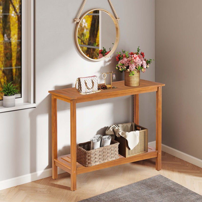 Polywood Console Table Gzxs Acacia Wood Console Table, 2-Tier
