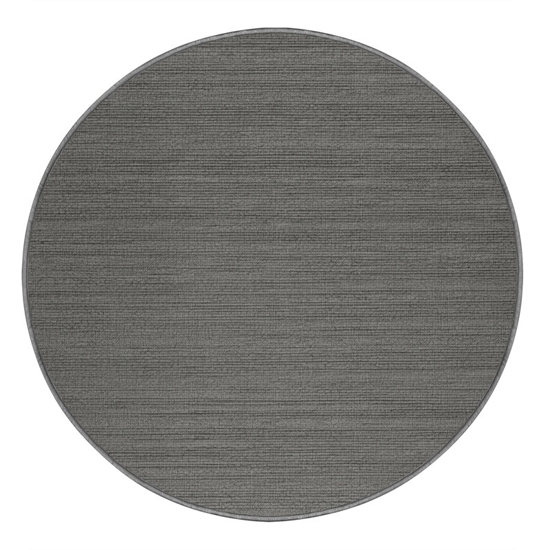 Machine Washable Solid Gray Area Rug, Round 8'