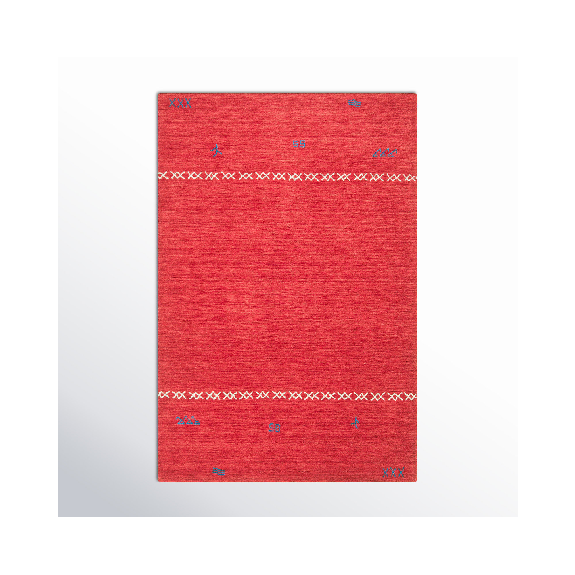 Santiago Handmade Wool Red Rug, Rectangle 2' x 3'
