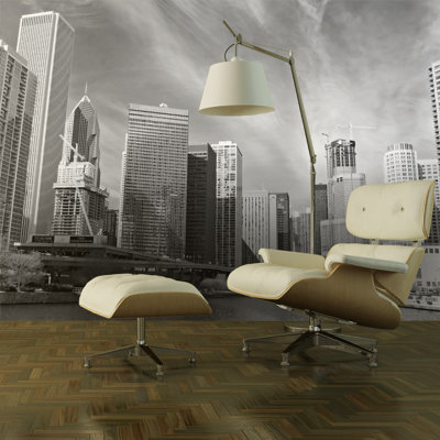 B/W Chicago Panorama 270cm x 350cm Wallpaper
