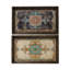 Ensemble de 2 plateaux de service décoratifs, motifs damassés rétro, brun