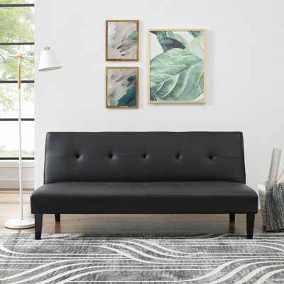 Futon, canapé-lit capitonné à dossier convertible en similicuir de 66,1 po Mercia
