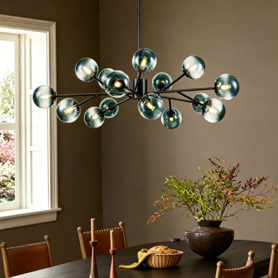 Lustre spoutnik linéaire en métal et verre 15 lumières Burness