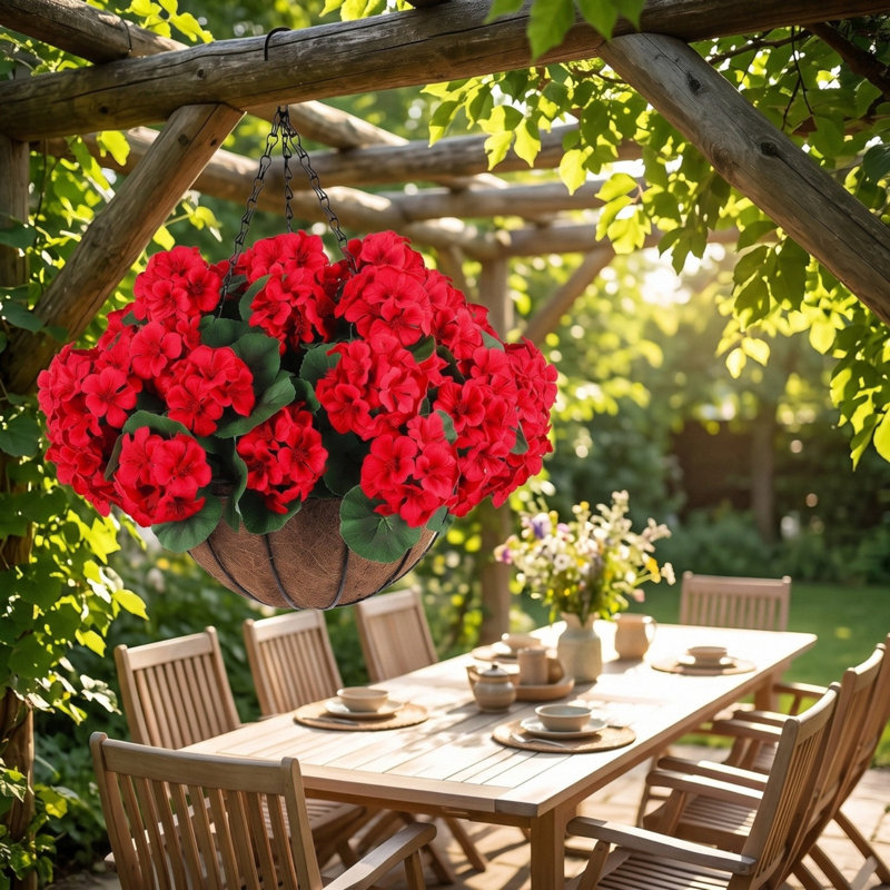 Panier suspendu à fleurs artificielles pour l'extérieur