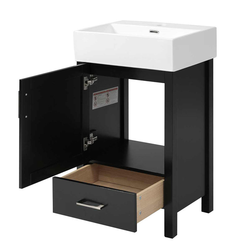 Modern 20.28'' Bathroom Vanity With Ceramic Sink, Black