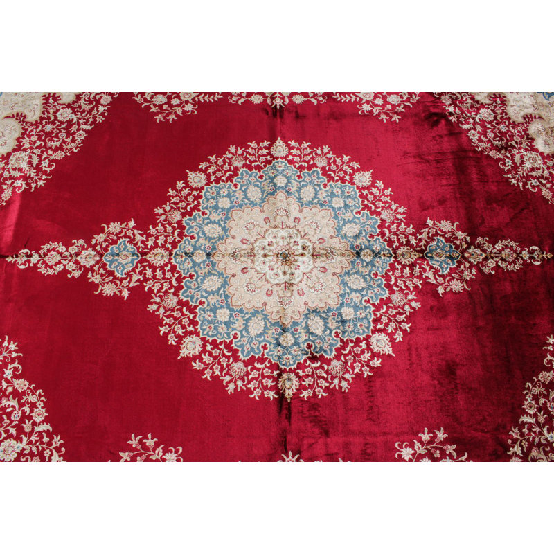 Tapis turc 7 x 7 po rouge et ivoire Antep
