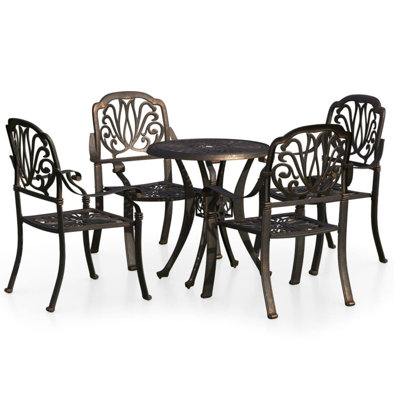 Barada 4 - Person Patio Dining Set with Round Table, Bronze