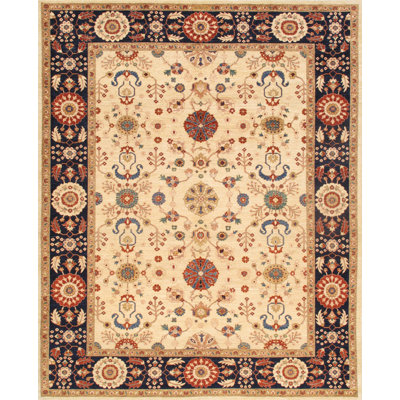 Rectangle Rectangle 6'3" X 9'2" Hand Knotted Wool Area Rug