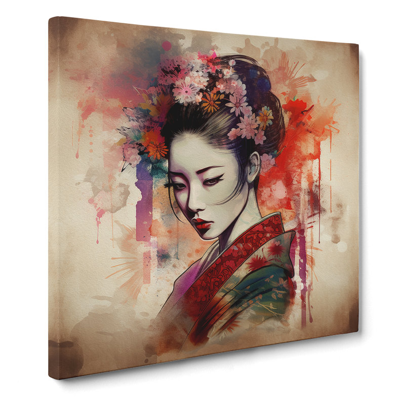 Geisha Abstract Art No.1 - Wrapped Canvas, 35cm H x 35cm W x 3cm D