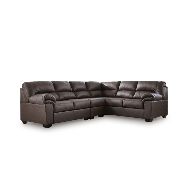 Skandar 3-Piece Sectional, 38" H x 117" W x 92" D, Brown Faux Leather