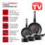 Tower T700304 SmartStart Classic 5 Piece Cookware Set with 14cm Milk Pan, 16cm & 18cm Saucepans with Tempered Glass Lids, 20cm & 24cm Frying Pans, Black